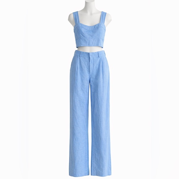 Abercrombie & Fitch Pants - Abercrombie & Fitch Blue Two Piece Matching  Crop Top + Wide Leg Pants Medium